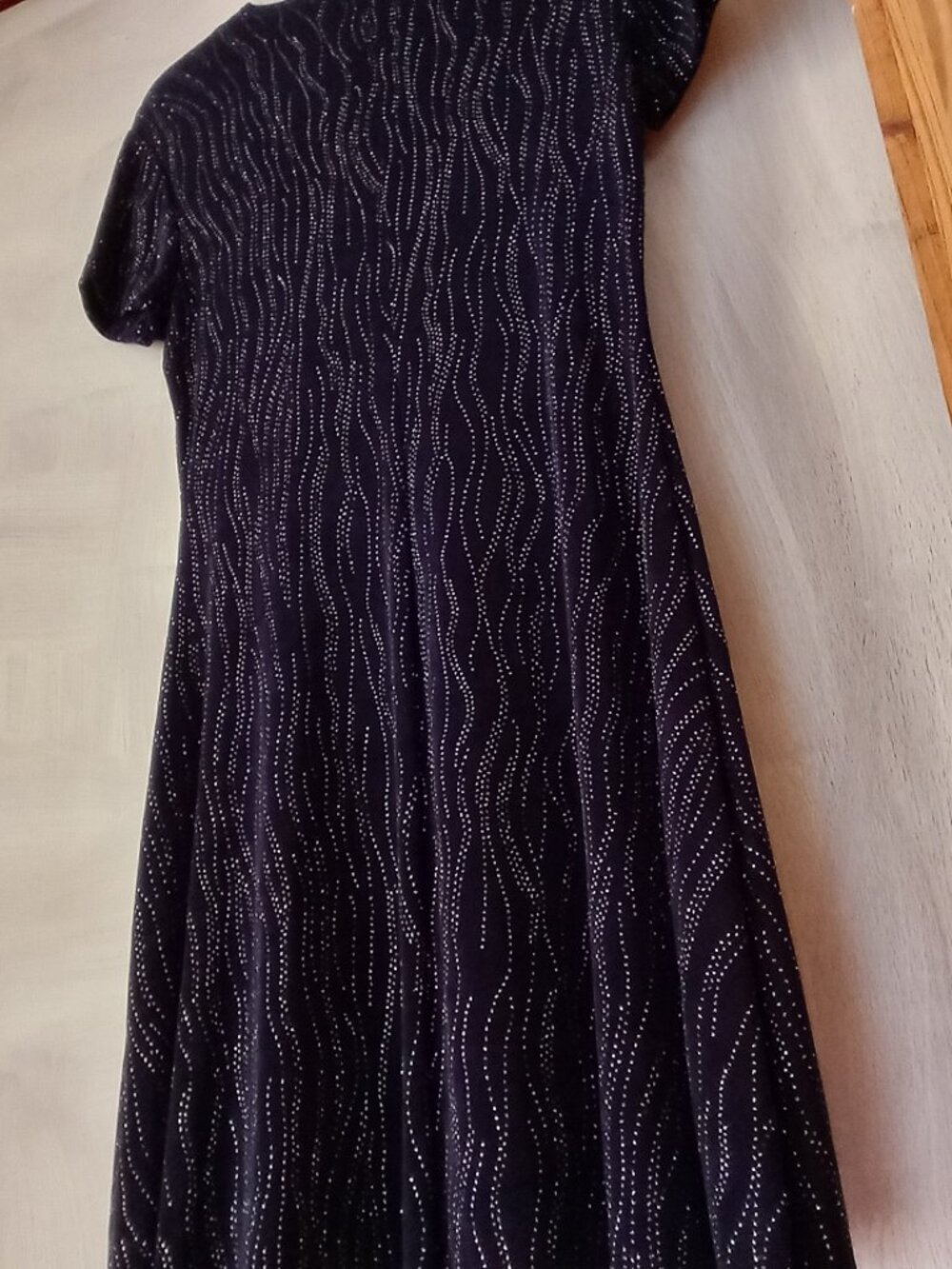 Vintage 90s Marian & Maral Navy Blue Sparkly Silver Glitter Skater Dress Size M